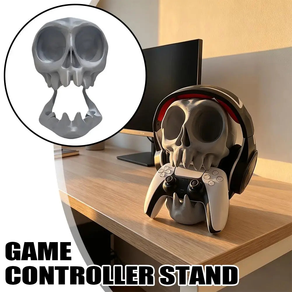 3D Printed Gaming Headset Stand Skull-Shaped Gaming Desk Organizer Desktop Storage Stand, PS5/PS4 Compatible Gamepad Stand