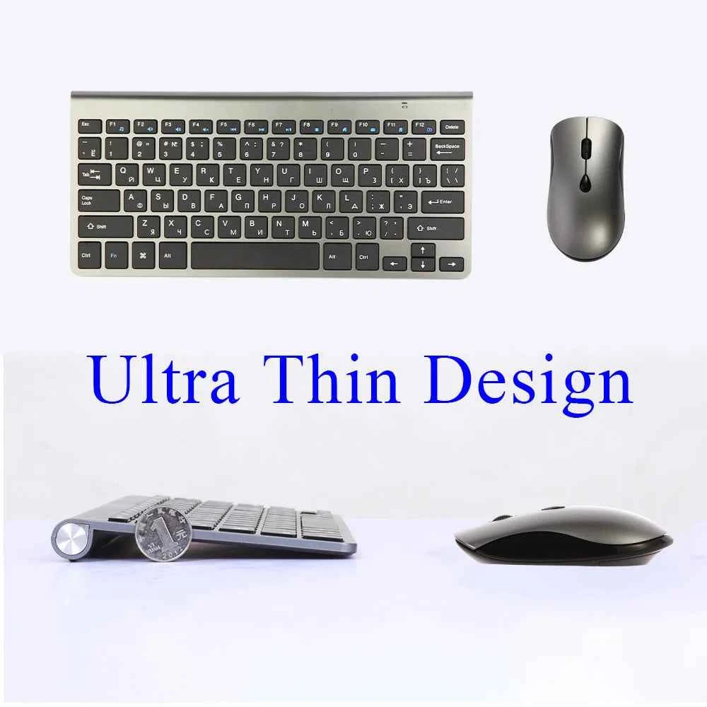 Mini Wireless Keyboard and Mouse 2.4G Protable Silent Mice Russian Korean Hebrew US Keyboard Kit for Laptop Mac PC TV Box