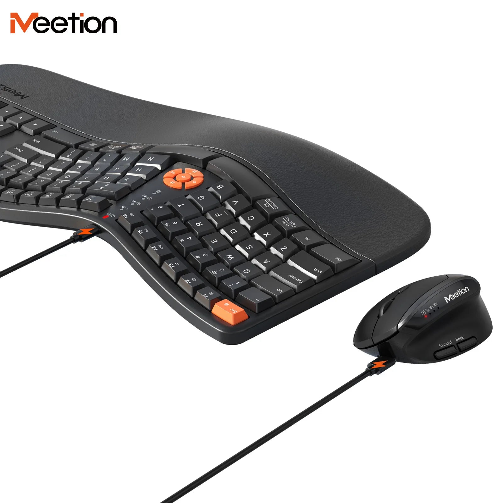 Premium Ergonomic Dual Mode Keyboard Mouse Combo | 2.4G+Bluetooth Rechargeable | Wrist Rest & Multimedia Keys | 3 Colors