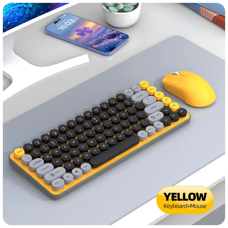 Friwol BT185 Bluetooth Wireless Keyboard Mouse Set Punk Keycap Laptop Desktop Office Mute Keyboard Mechanical Feel