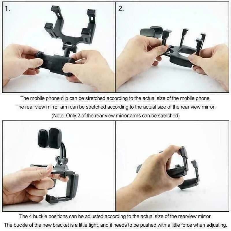 Universal 360 Rotation Car Rear View Mirror Mount Stand GPS Cell Phone Holder,Rearview Mirror Car Phone Mount, 360° Rotatable Universal Cell Phone Holder for All Smartphones Auto Rear Mirror Clip Bracket