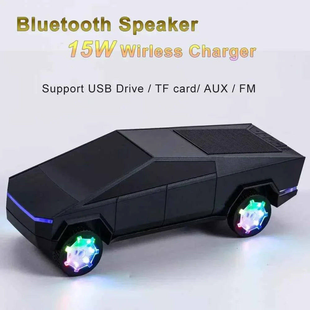 2026 Cybertruck Car Model Wireless Bluetooth Speaker Stereo Sound Bass Woofer Hifi Music Active USB TF AUX Fm BT RGB Toy Gift