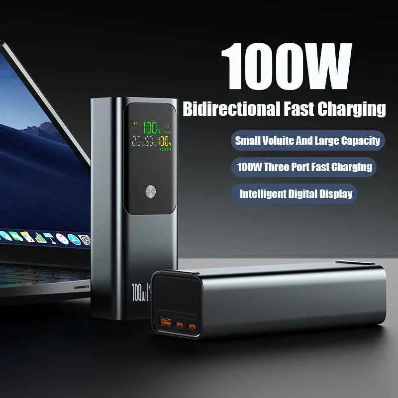 50000mAh Portable Color Screen Power Bank Supports PD100W Bidirectional Fast Charging Suitable For IPhone Laptop Samsung Xiaomi