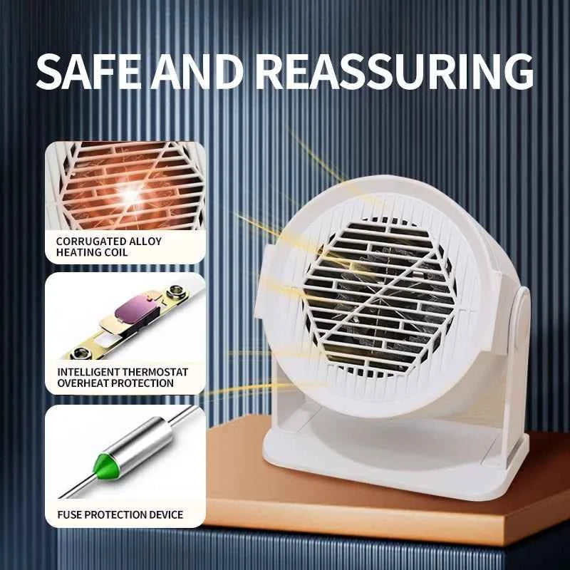 EU Heating Cooling Small Heater Home Bedroom Dormitory Office Energy Saving Safety Quiet Rotating Shaking Head Electric Heater