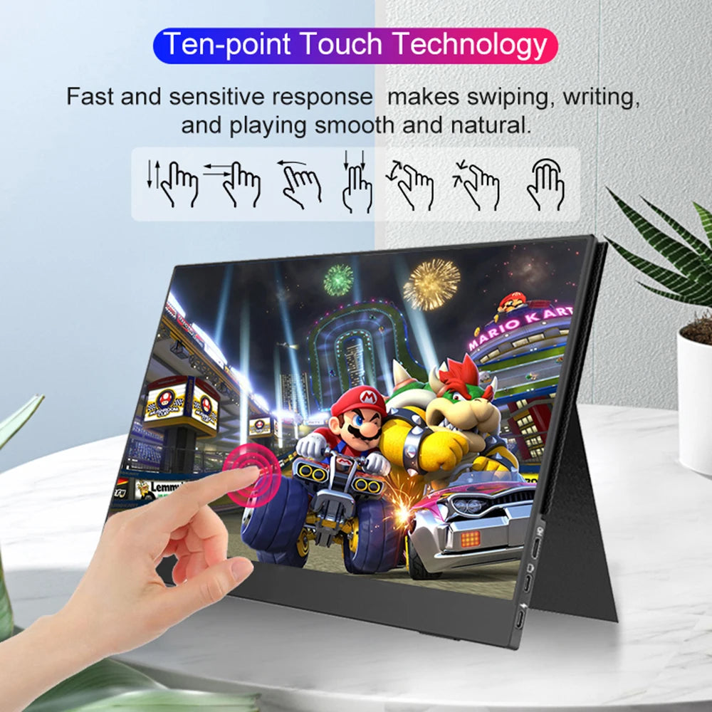 LANLIPU 14 Inch Portable Monitor 1920x1200 16:10 IPS LED Panel Touchscreen Secondary Display HDMI For Laptop PC Cell Phone