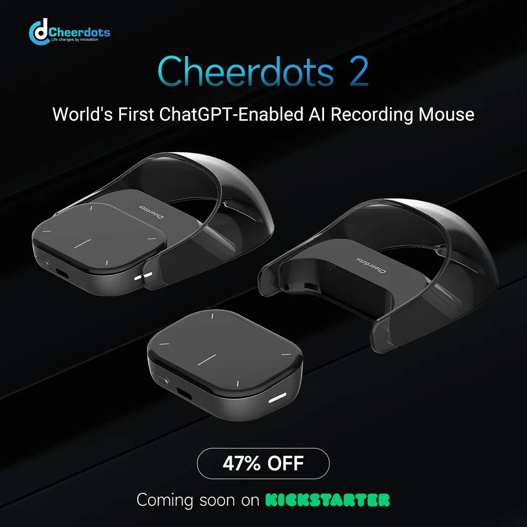 Cheerdots 2 Wireless Controll ChatGpt Detachable Air Mouse Wireless Touchpad All-in-one Pocket AI Recording Enabled Mouse Office