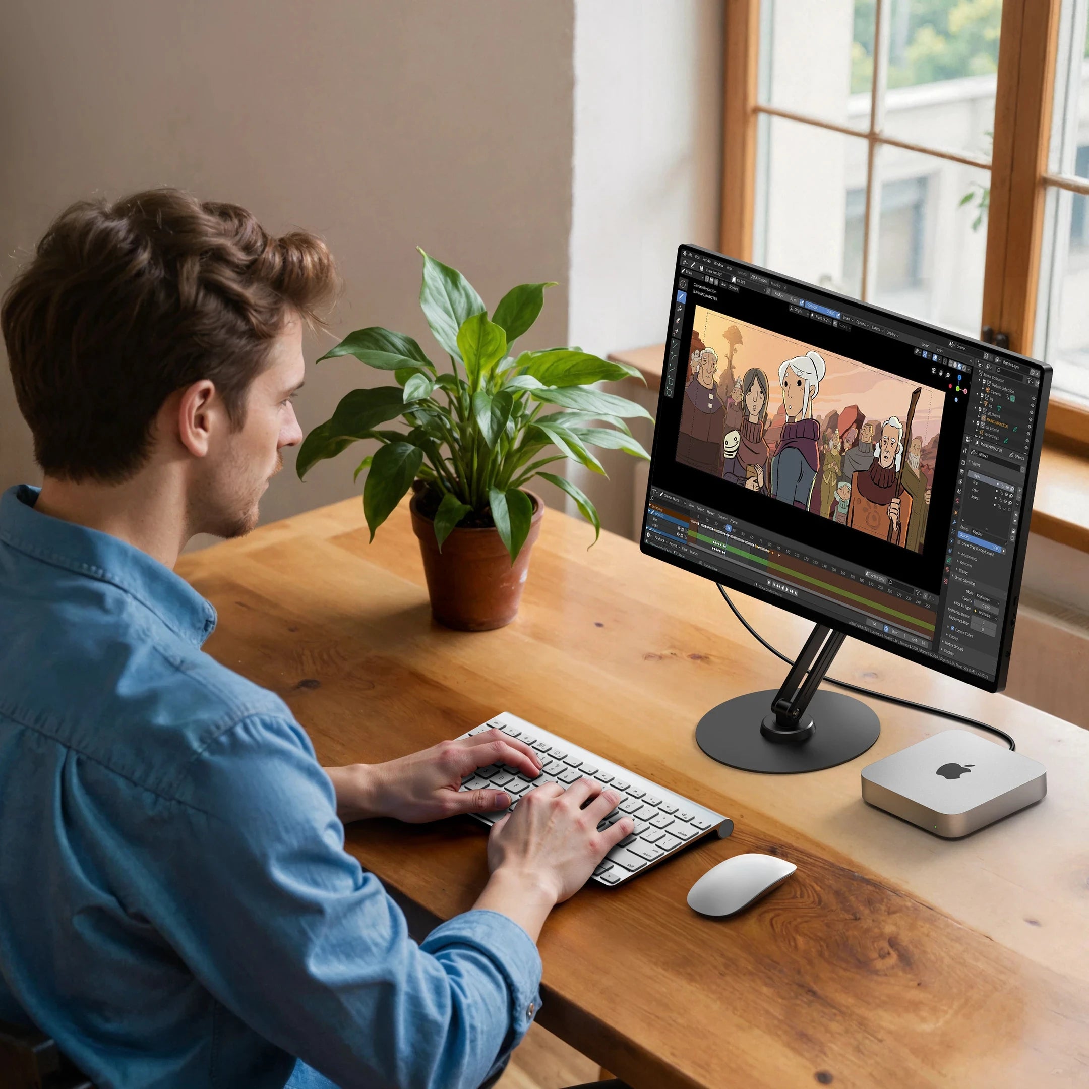 UPERFECT Portable Magnetic VESA Stand with 360° Swivel Base Aluminum Desktop Mount for 10–18.5″ Devices Supports up to 4.4 lbs