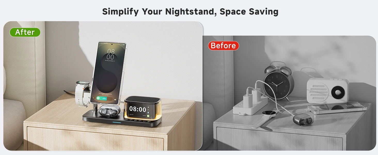 25W Magnetic Wireless Charger Stand Bluetooth Speaker Fast Charging For iPhone Samsung S26 S25/Z Fold 7 Galaxy Watch Ultra 8 7
