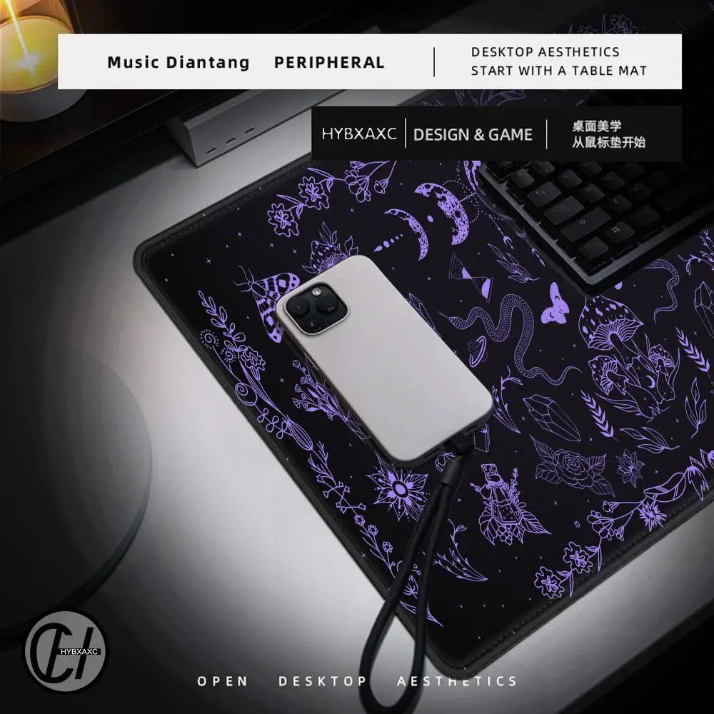 Purple Tarot Card Rubber Mouse Pad Moon Star Home Office Desk Mat Aesthetic Large Gaming MousePad Divination Keyboard Mat