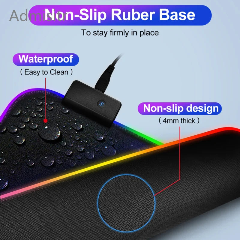 LED Desk Mat Black and White Lines RGB Computer Mouse Pad Gamer Cabinet Luminescence Abstract Mousepad Keyboard Gaming Deskmat