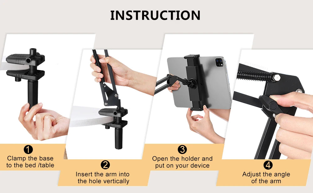 Tablet Stand Holder for Bed Rotatable Phone Stand for 4-12.9
