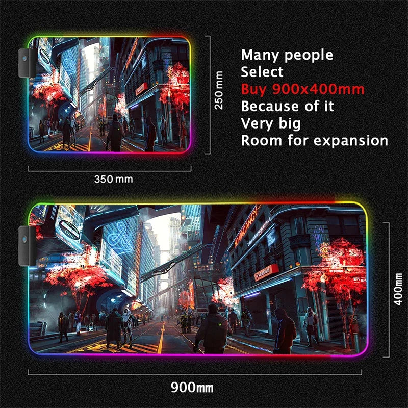 RGB Led Backlight Mouse Pad Cool Cyberpunk Gaming Accessories Carpets Large Mause Pad Gamer XL Neon Desk Mat Rug Mouse Mat