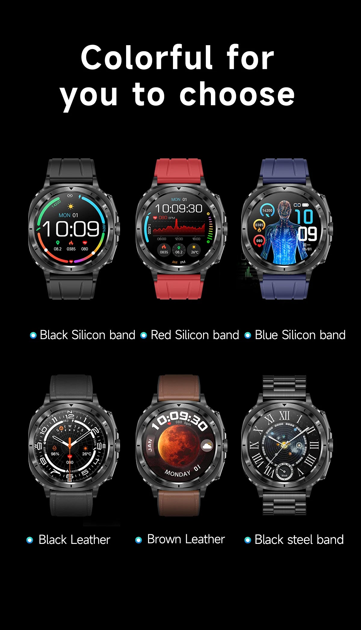 New Health Watch Uric Acid Blood Pressure Blood oxygen Body Analysis Body Fat SmartWatch ECG+PPG Bluetooth call Clock Women Men