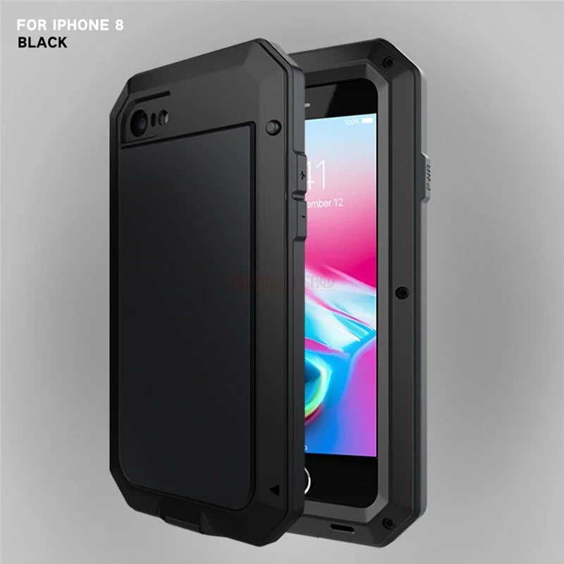 Heavy-duty protective armour for iPhone 17 to 11 Pro Max Plus XS Max XR Metal Aluminum Phone Case, Shockproof Case