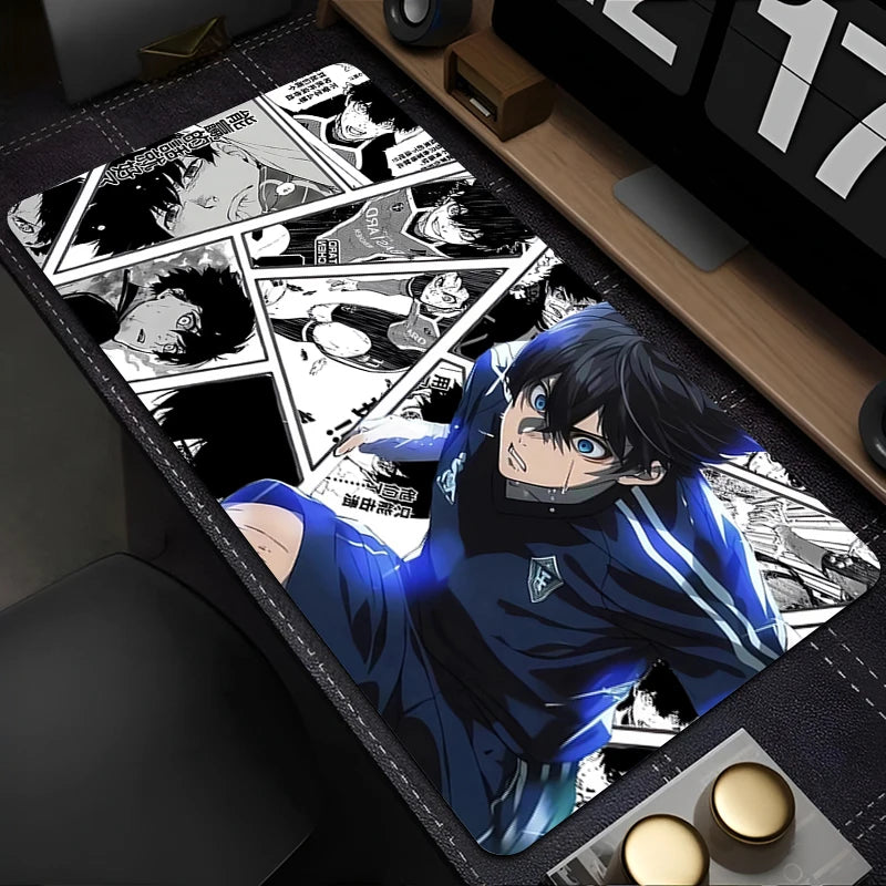 Mouse Pad Japan Anime Blue Lock Nagi Seishiro Mousepad PC Gamer Keyboard Rug Black And White Laptop Gaming Accessories Desk Mat