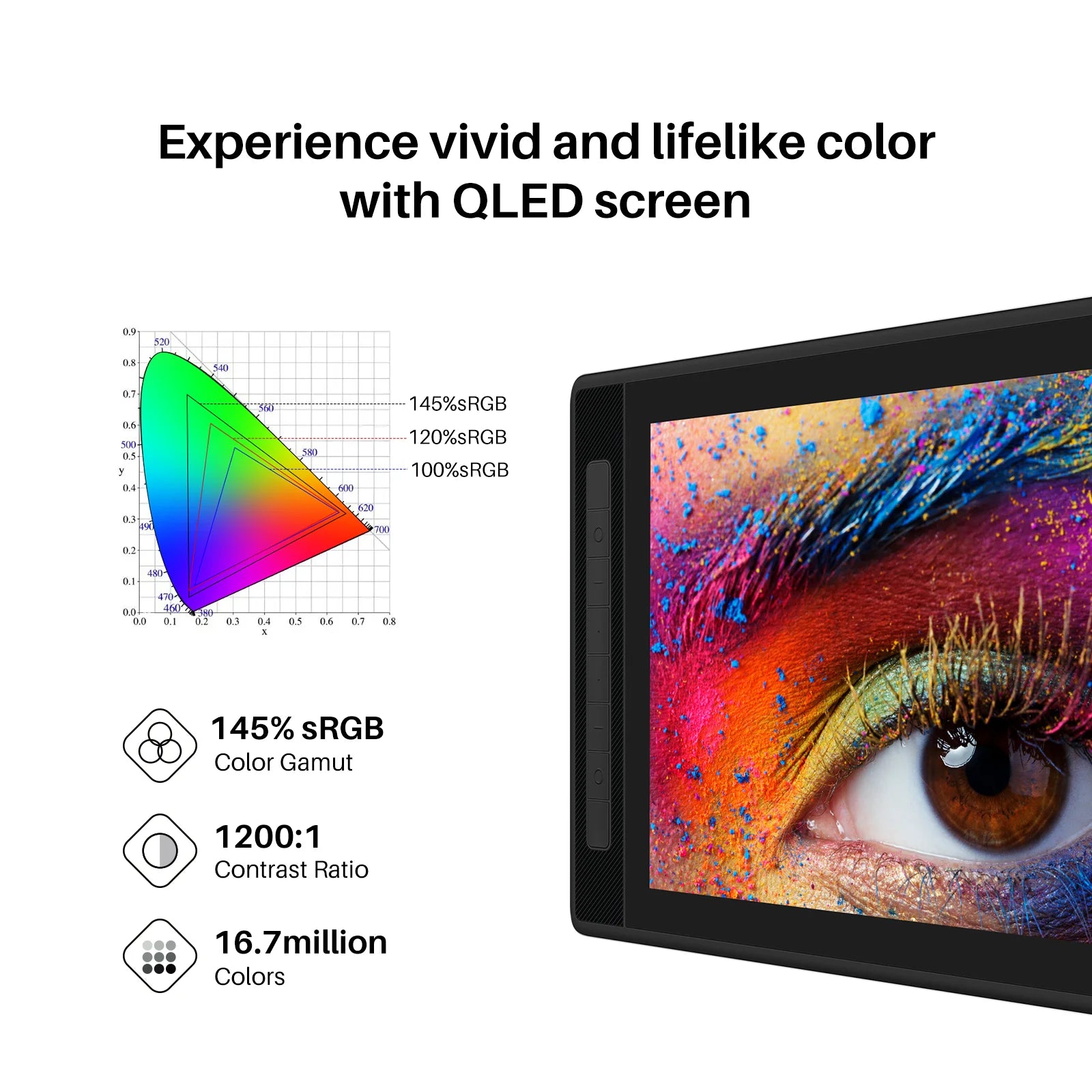 HUION KAMVAS Pro 16 2.5K PenTablet with Screen QLED Graphics Drawing Tablet Full-Laminated Battery-Free Pen, 15.6inch