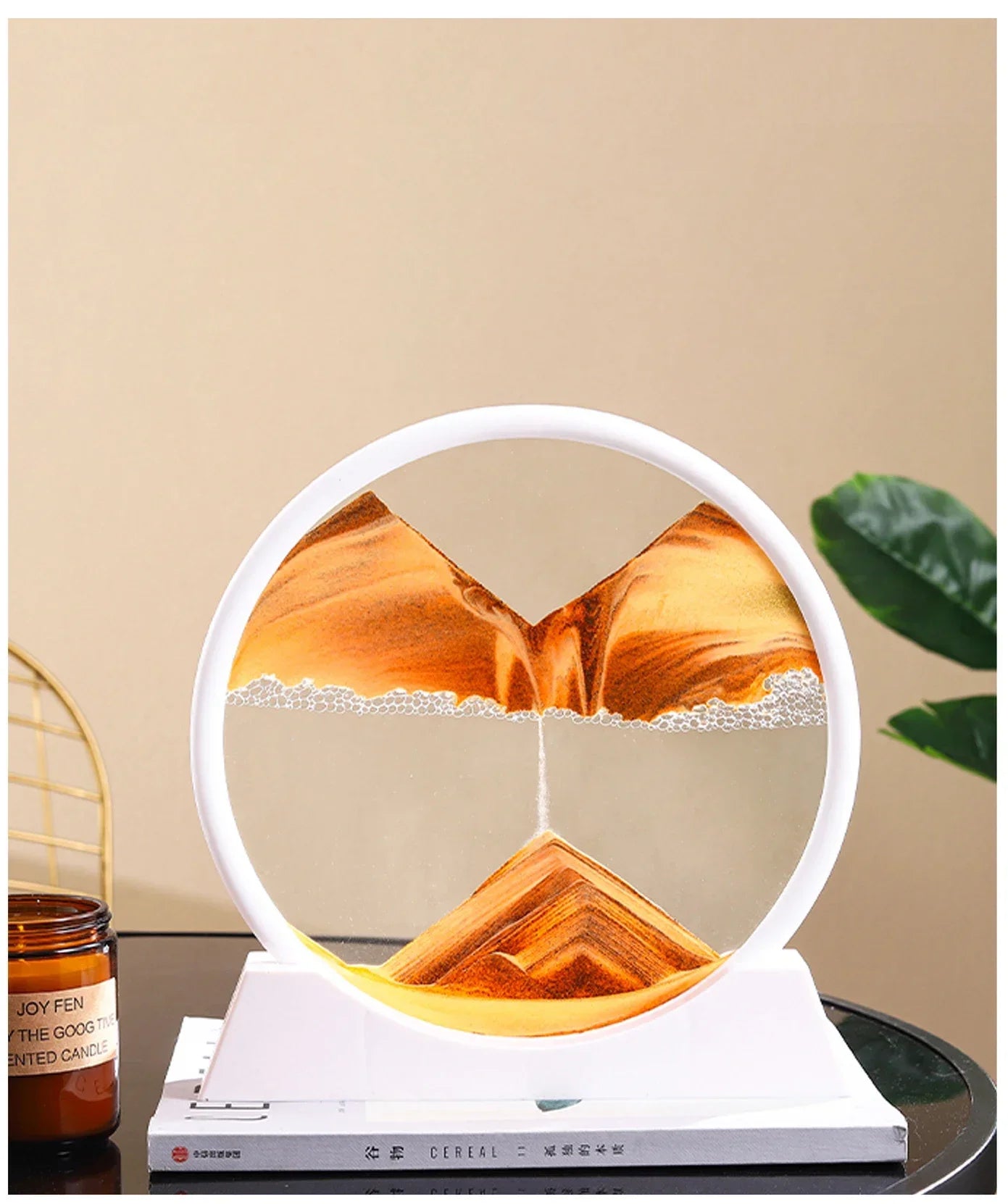 Sandscape Moving Sand Art Picture Round Glass Deep Sea Quicksand Craft Home Decor Gift 3D Liquid Hourglass Flowing Sand Painting