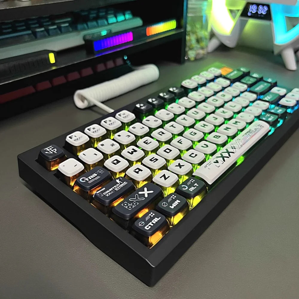 Doomsday Crossing Personalized Keycaps 125 Keys PBT+PC SAX Quad Translucent Pudding Keycaps for MX Switch Mechanical Keyboards