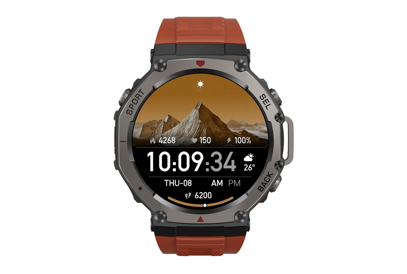 New Rugged GPS DM58 Smart Watch 500mAh Battery 170 Sport Modes 5ATM Waterproof Bt Call AMOLED Display Fitness Outdoor