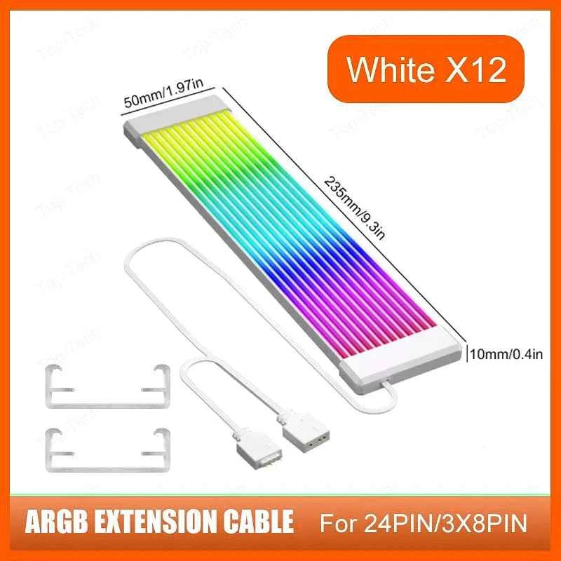 TEUCER X8P/X12P ARGB LED Light Strip – 24PIN/8PIN Motherboard Power Extension Cable with Aura Sync