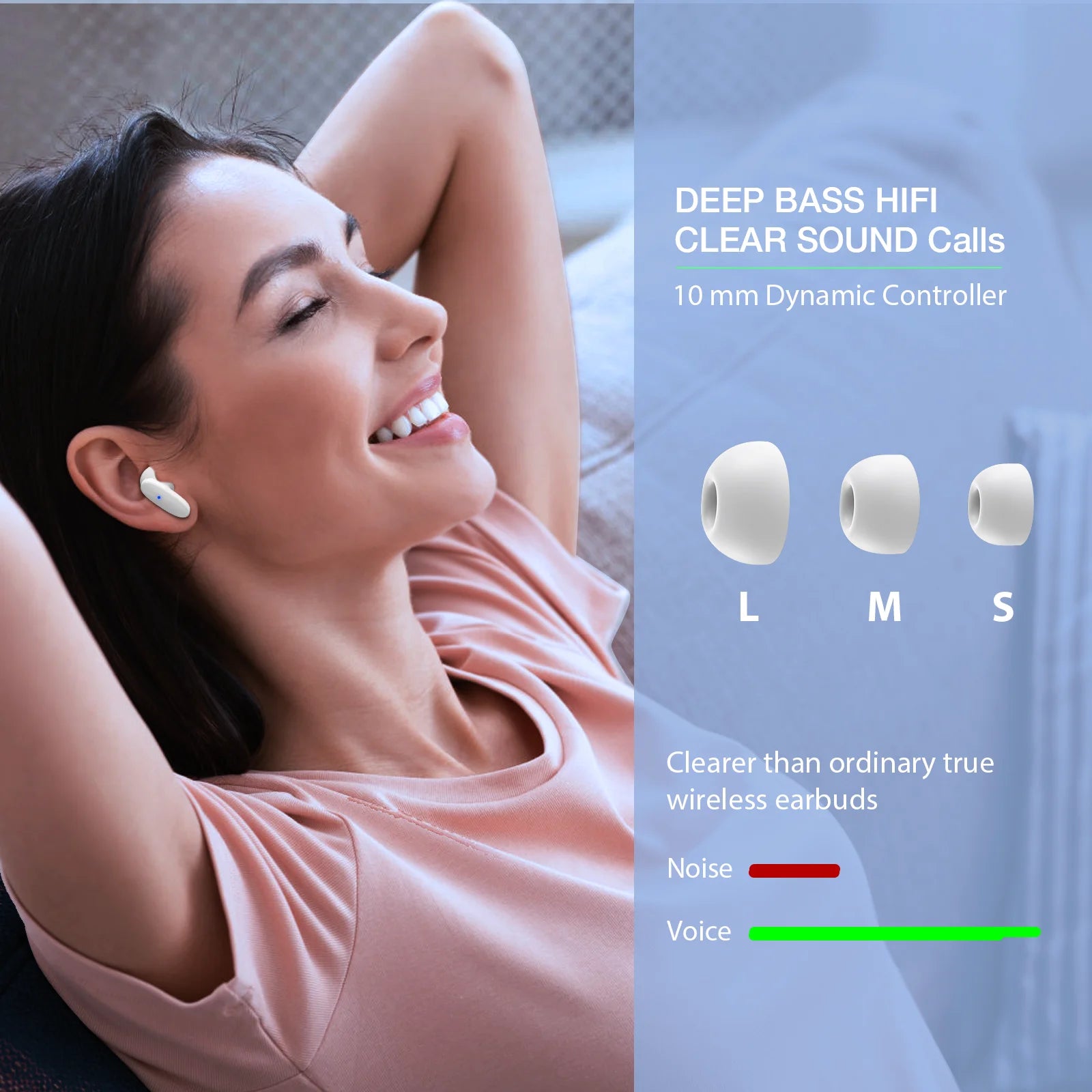 1HORA Wireless Earbuds AUT205 Long battery life Bluetooth 5.3 Earphone Type-C Charging Compatible with IOS/Android
