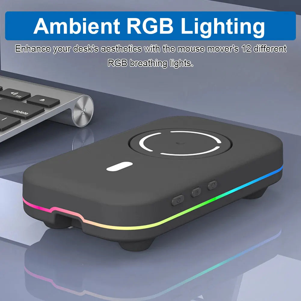 Undetectable Mouse Mover Jiggler 4 Modes Mouse Wiggler with Adjustable Interval Timer ON/Off Switch RGB Lights Keeps PC Active