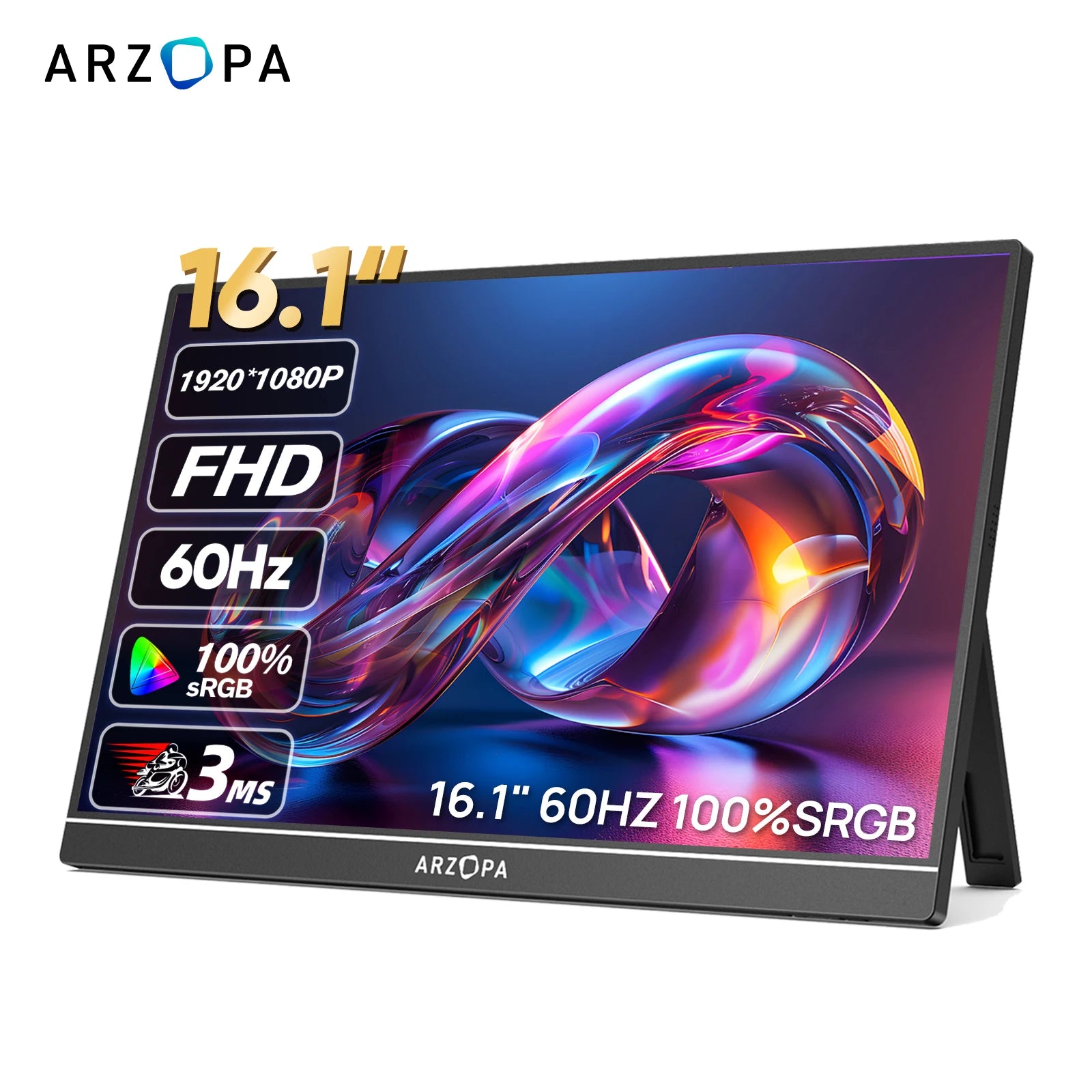 ARZOPA 16.1'' 100% sRGB Portable Monitor FHD1080P IPS Screen Second Monitor External Screen for MAC Laptop PC Xbox/PS/Switch,Z1C - WinSupport Tech