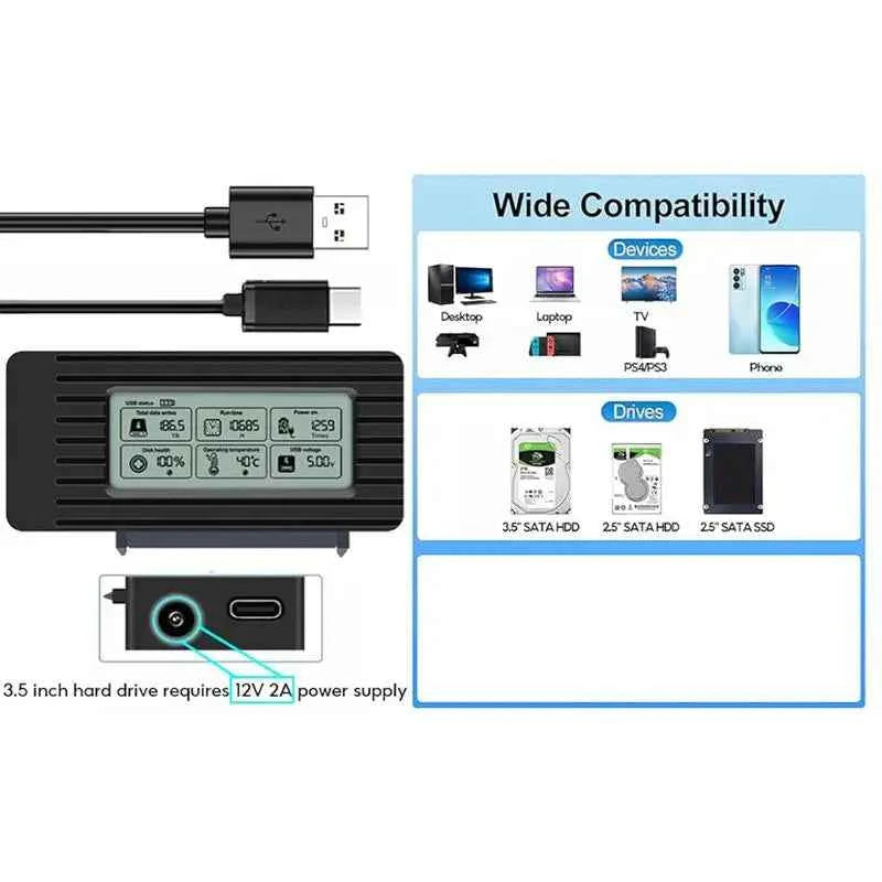Hard Drive Recovery Kit External Hard Drive Reader Hard Drive Recovery Tool USB Hard Drive Adapter For Laptops Tablets Desktops