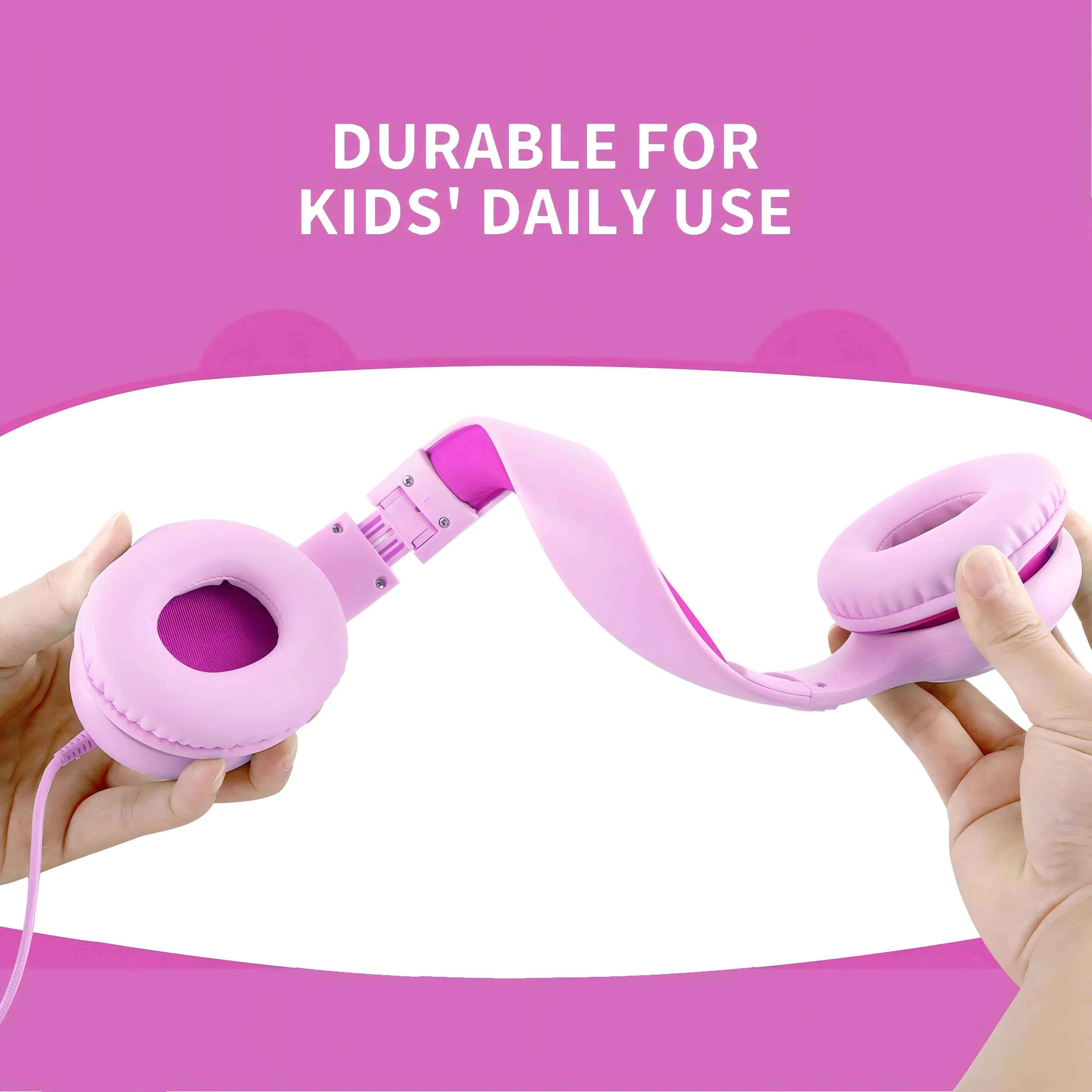 Wired Headphones with Microphone Foldable Adjustable Over Ear Kids Headphones for Girls Boys Children