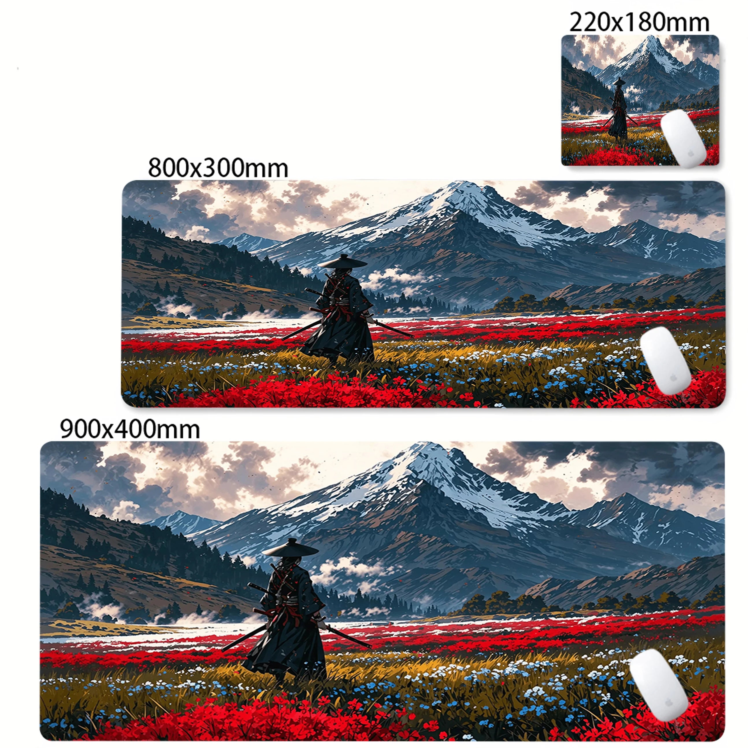 Mouse Pad Black Japanese Samurai Sword Desk Mats Large Office Computer Mousepad Pc Accessories Rubber Keyboard Deskmat 90x40cm