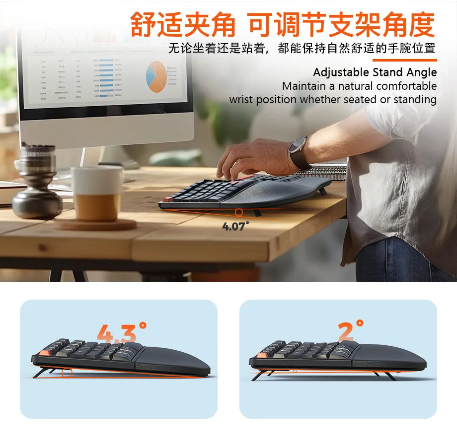 Premium Ergonomic Dual Mode Keyboard Mouse Combo | 2.4G+Bluetooth Rechargeable | Wrist Rest & Multimedia Keys | 3 Colors