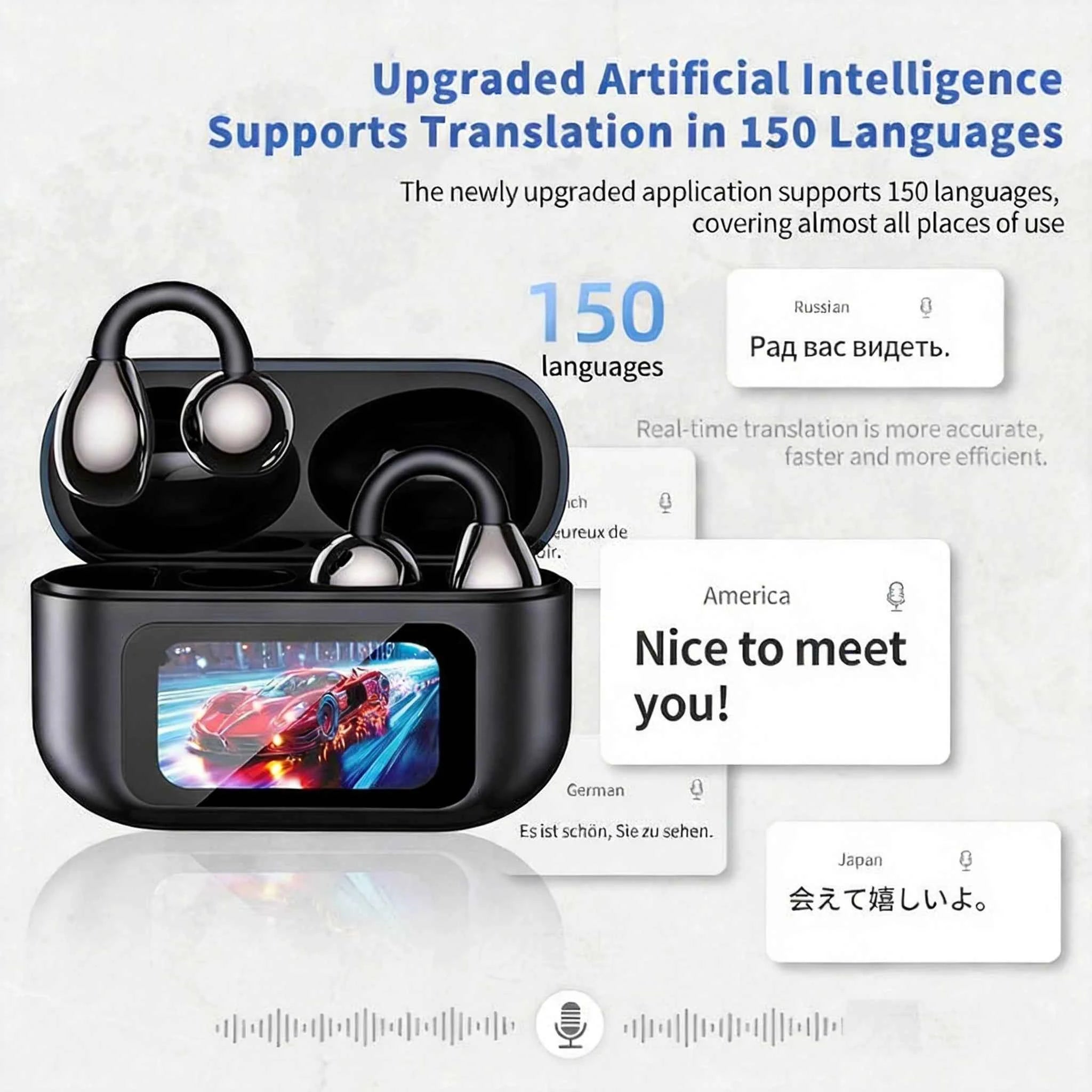 UYUXIO TWS AI Language Translator Earphone for iPhone Android with 144 Online Languages Real Time Translation Earbuds for Travel