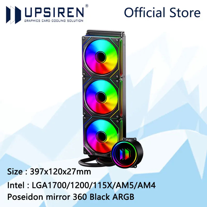 UPSIREN Poseidon mirror 360 ARGB All-in-one water cooling radiator/Infinity mirror lighting effects/TDP280W/Support LGA1700/AM5