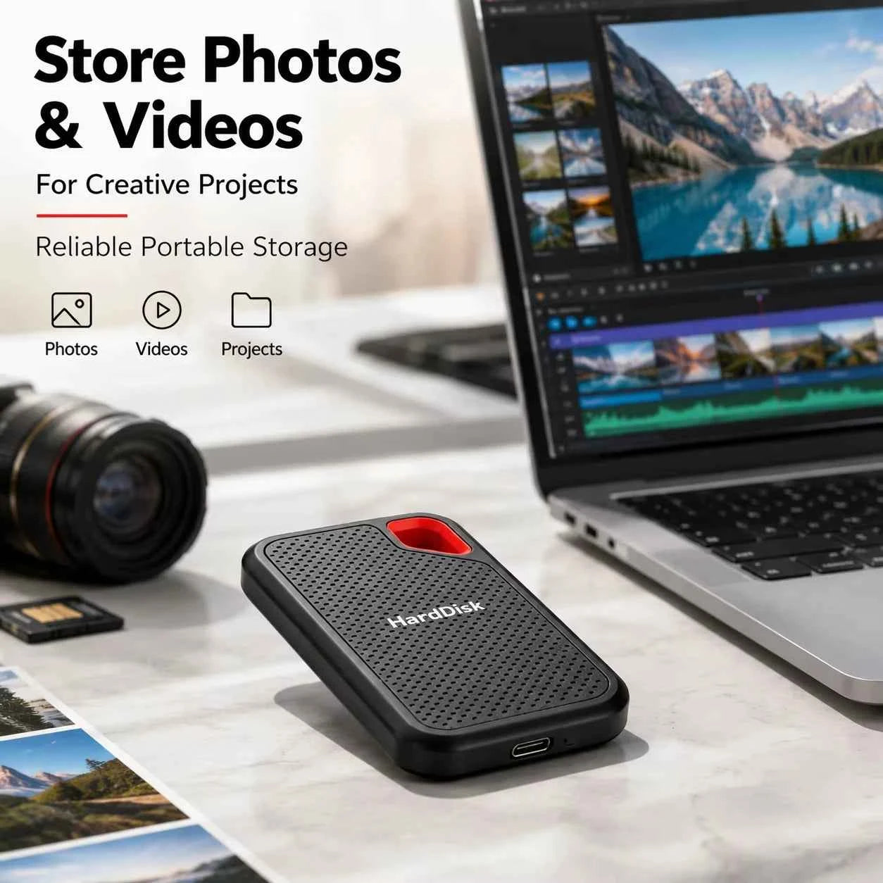 2TB Portable SSD External Solid State Drive USB-C Fast Storage Device for Laptop Mac PC Phone Backup Data