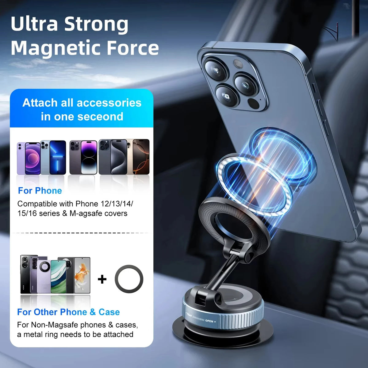 Mobile phone magnetic stand for desktop; 360° rotating magnetic adsorption stand; universal mobile phone holder