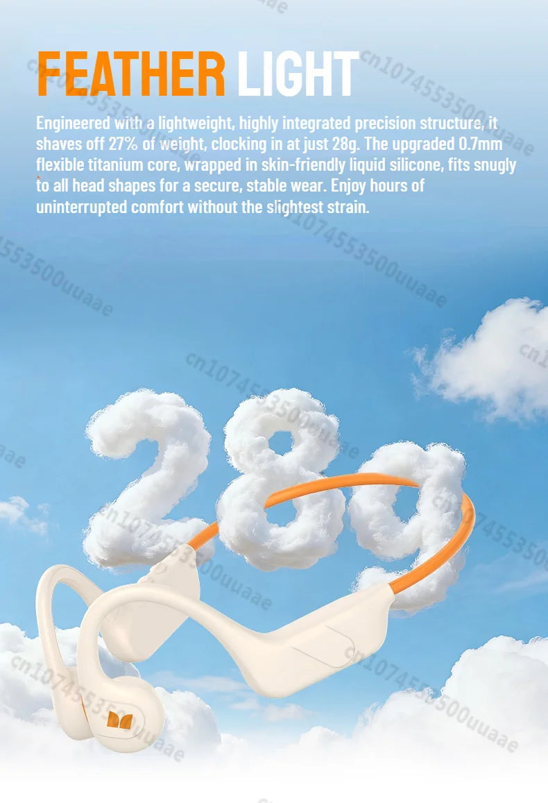 Monster XB01 Bone Conduction Bluetooth 6.0 Headphone HiFi Stereo Wireless Earphones IP56 Dust/Water Resistance Sports Earhook