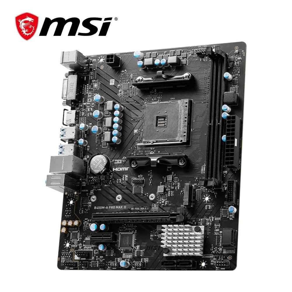 MSI B450M-A PRO MAX II Motherboard Dual-channel DDR4 Memory M.2 SATAIII USB3.2 Support R9 CPU Socket AM4 Mainboard