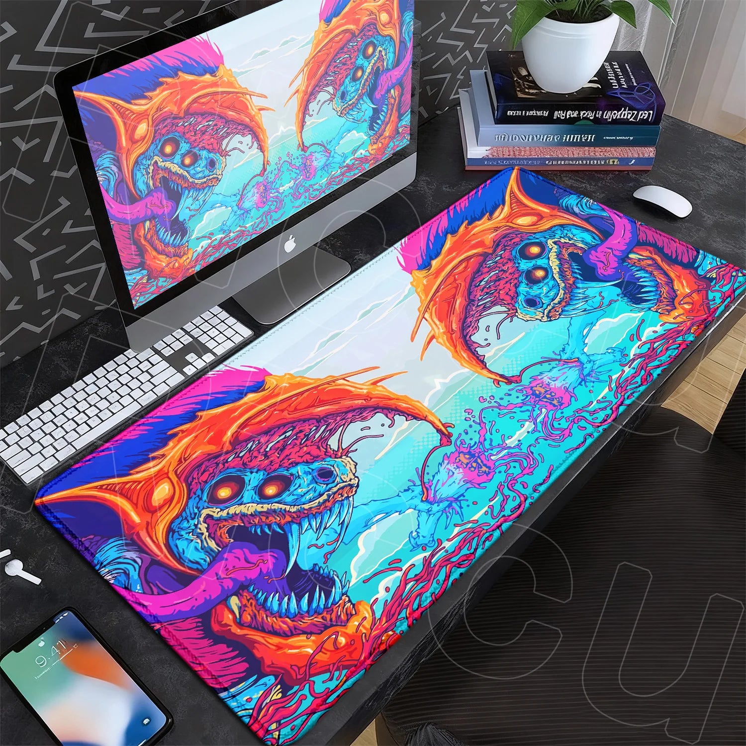 60x35cm Company Office Mice Extend Carpet XXL Hyper Beast Non-slip Rubber Mouse Pad Keyboard Gaming Accessories Cool Monster Mat