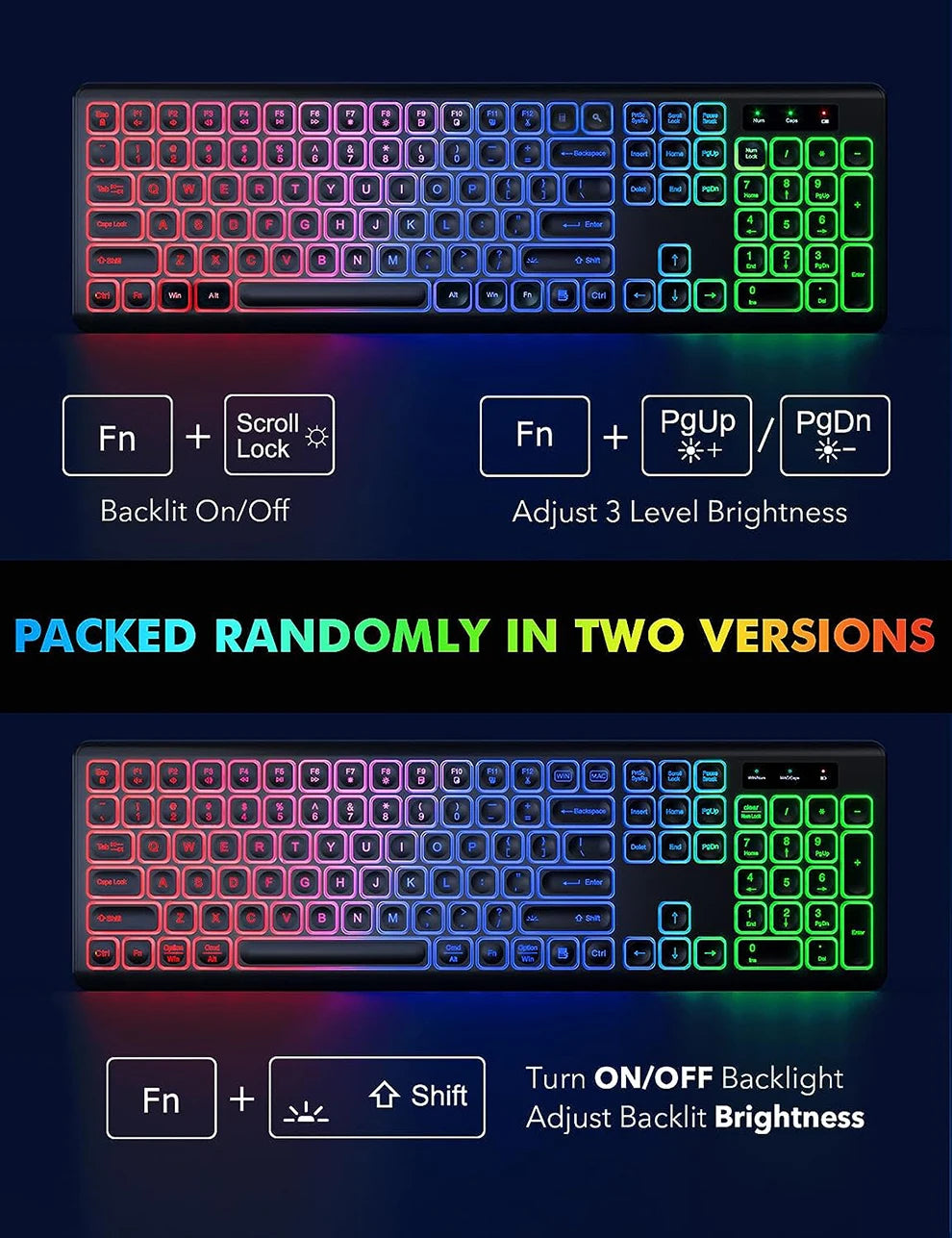 JOMAA 2.4G Wireless Keyboard Mouse Combo RGB Backlit Rechargeable Full-Size Ergonomic Type-c Wireless Keyboard Mouse Set