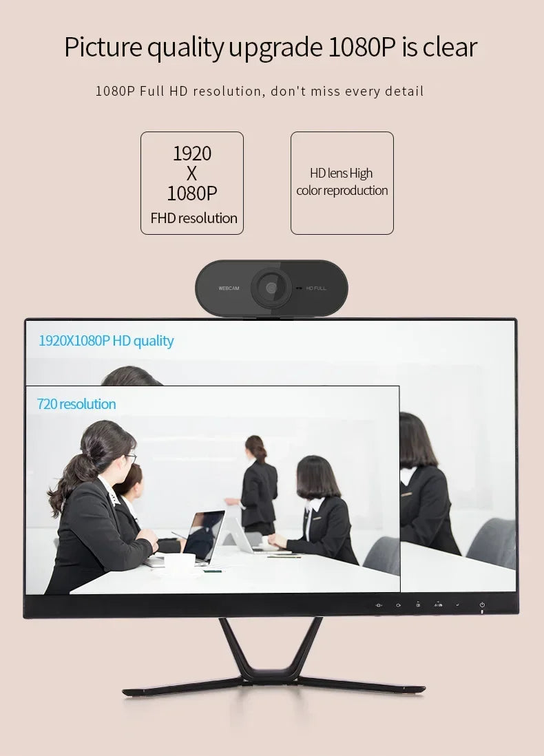 1080P HD Mini Webcam with Mic USB for Laptop Desktop Ideal for Video Calls And Conferences