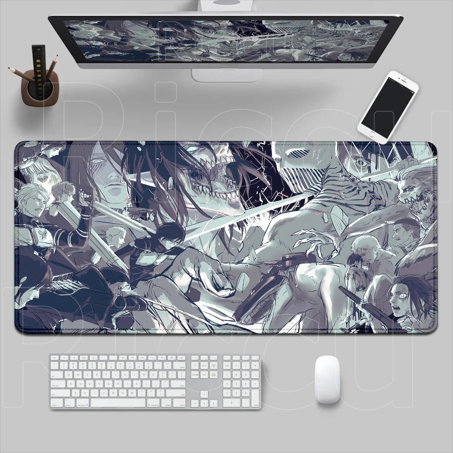 New HD Printing Attack on Titan Anime Desk Mat Large Lock Edge Mouse Pad Computer Mousepad Gaming Laptop Keyboard Mouse Mats Rug