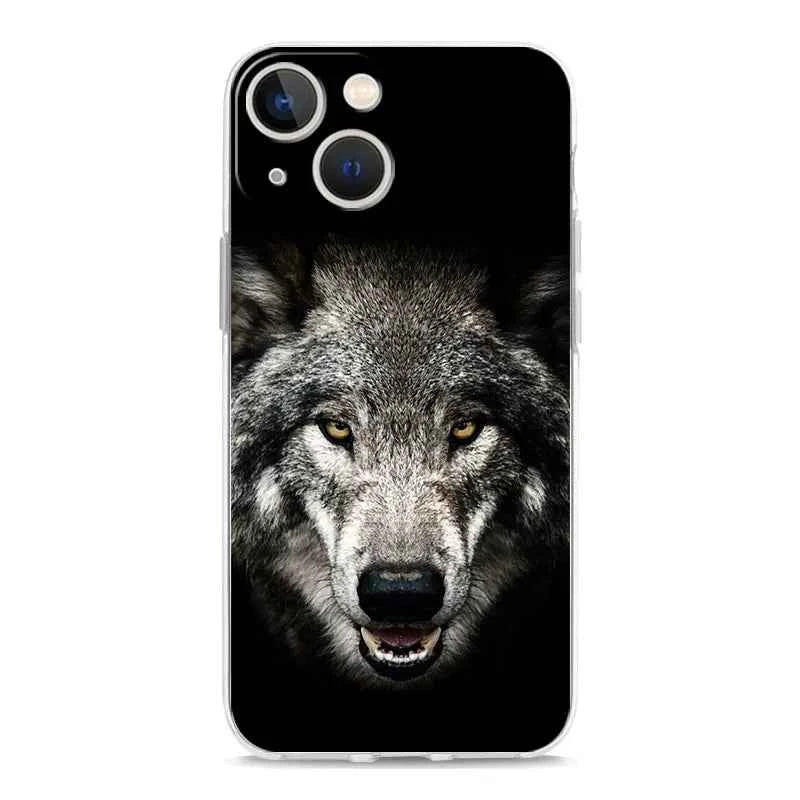 Luxury Transparent Phone Case For iPhone 15 14 13 12 11 Pro Max XS X XR 7 8 Plus Clear Cover Black Cheetah Tiger Lion Animals