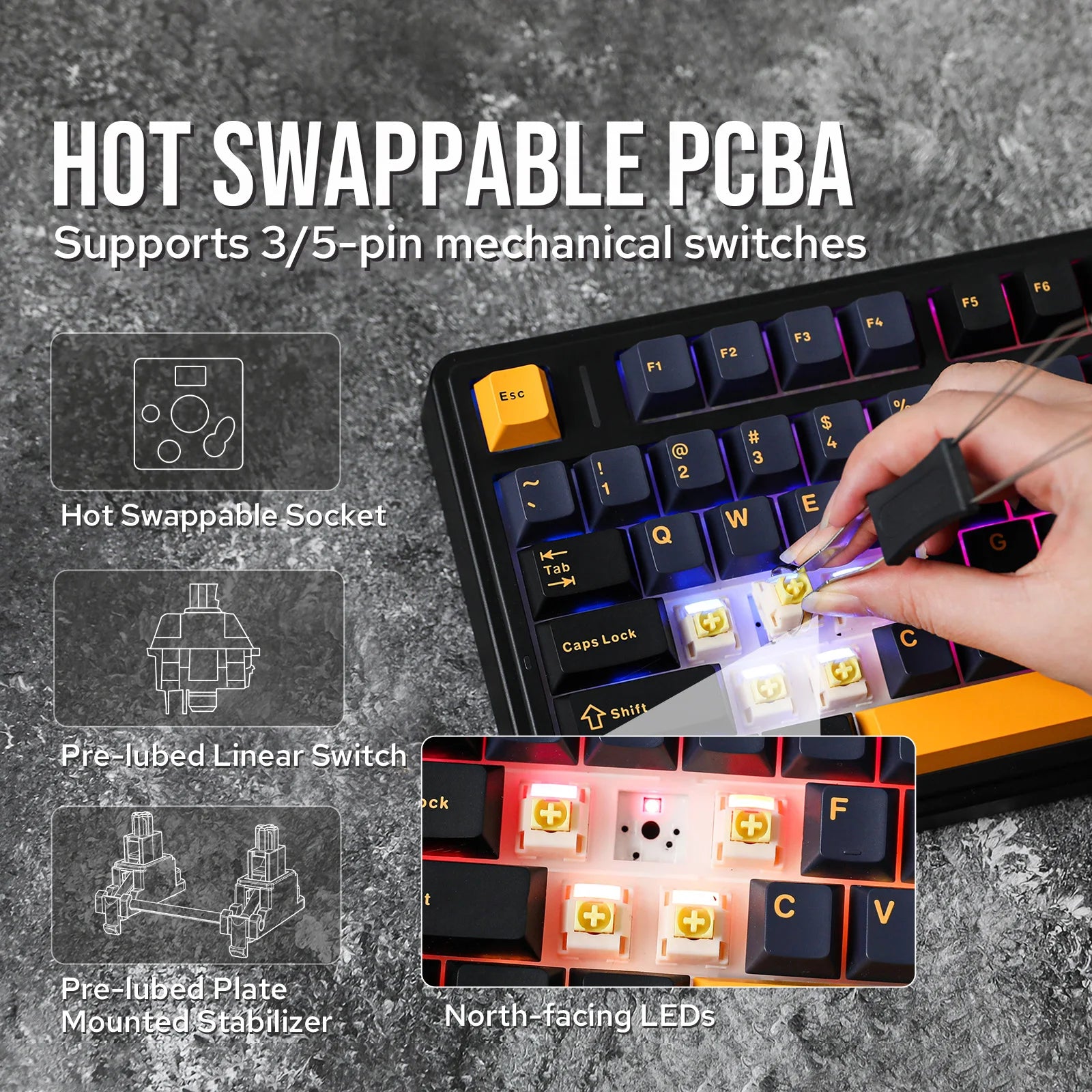 EPOMAKER x AULA F75 75% ANSI Layout Hot-Swap Wired/Bluetooth/2.4GHz Wireless Mechanical Keyboard With Multimedia Control Knob