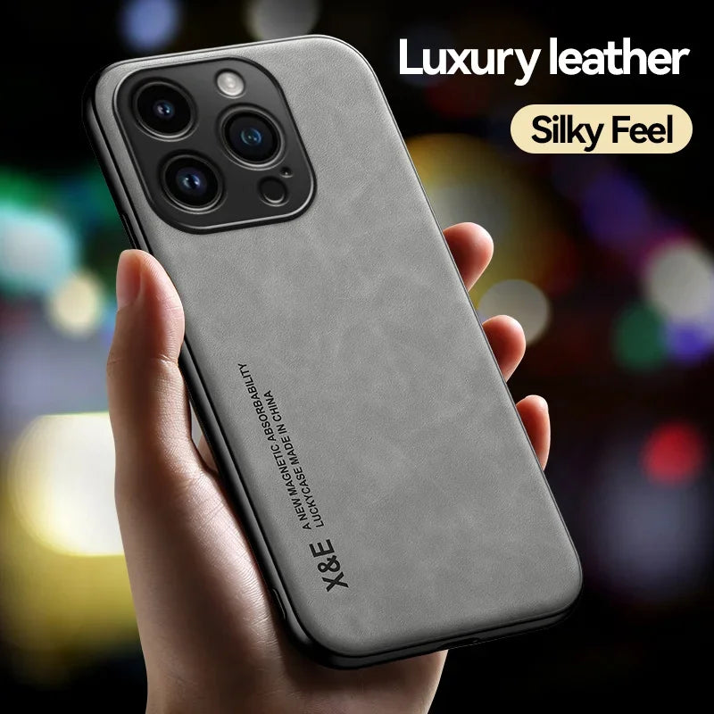 Luxury Magnetic Leather Case For iPhone 16 15 14 13 12 11 Pro Max Mini Plus XR XS X SE 15Pro Shockproof TPU Silicone Back 2026