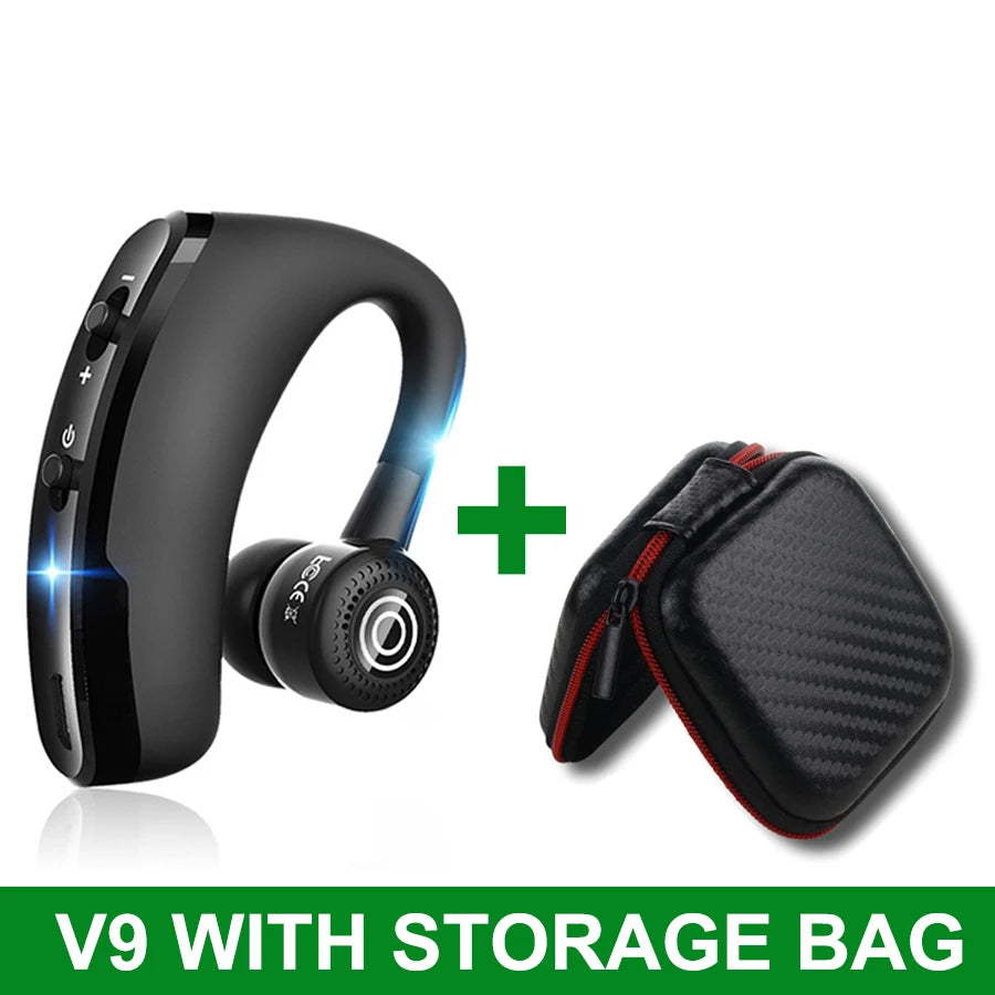 New V8/V9 Business bluetooth headset stereo HD wireless Headphone Car hands-free Earphone with HD Mic for iPhone Samsung Huawei
