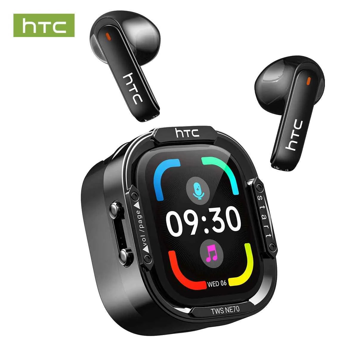 Wireless Headphones Bluetooth HTC NE70 Earphones Microphones Earbuds AI Translator 30Hours of Battery Life Full HD LCD Display