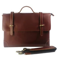 Vintage Crazy Horse Genuine Leather Men Briefcase 15