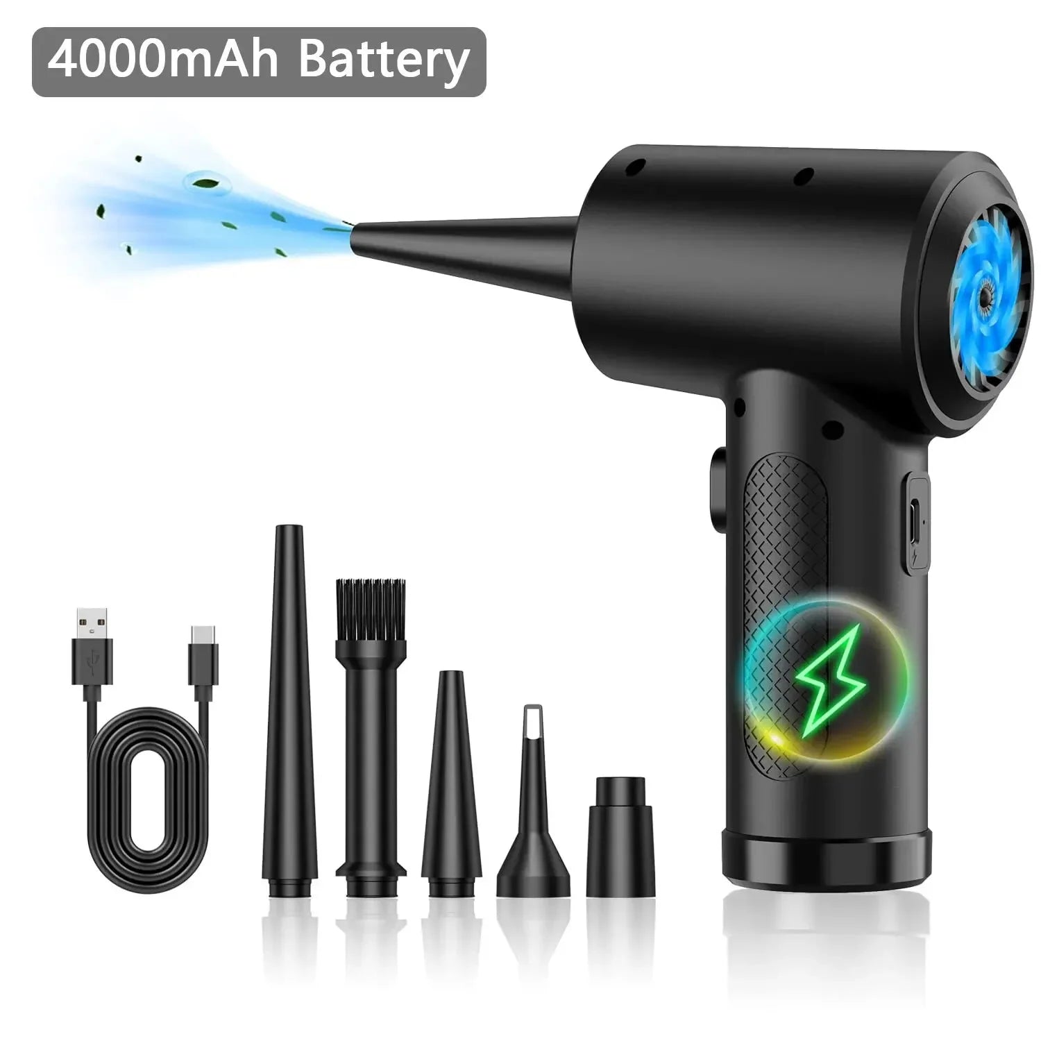 Electric Wireless Air Duster Compressed Air Blower with LED Light for Cleaning Computer Keyboard Camera Car Home