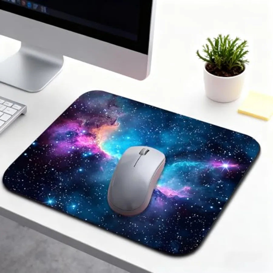 Universe Space Mouse Pads for Desk, Portable Computer Mouse Pad Small Square Mousepad, Non-Slip Rubber Base Design for Office D