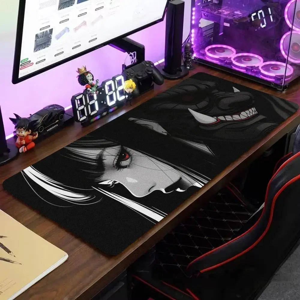 Mask anime girl Mouse Pad Large Computer Office Game Table Mats XXL Rubber Anti-slip Gaming Keyboard Mousepads Long Desk Pads